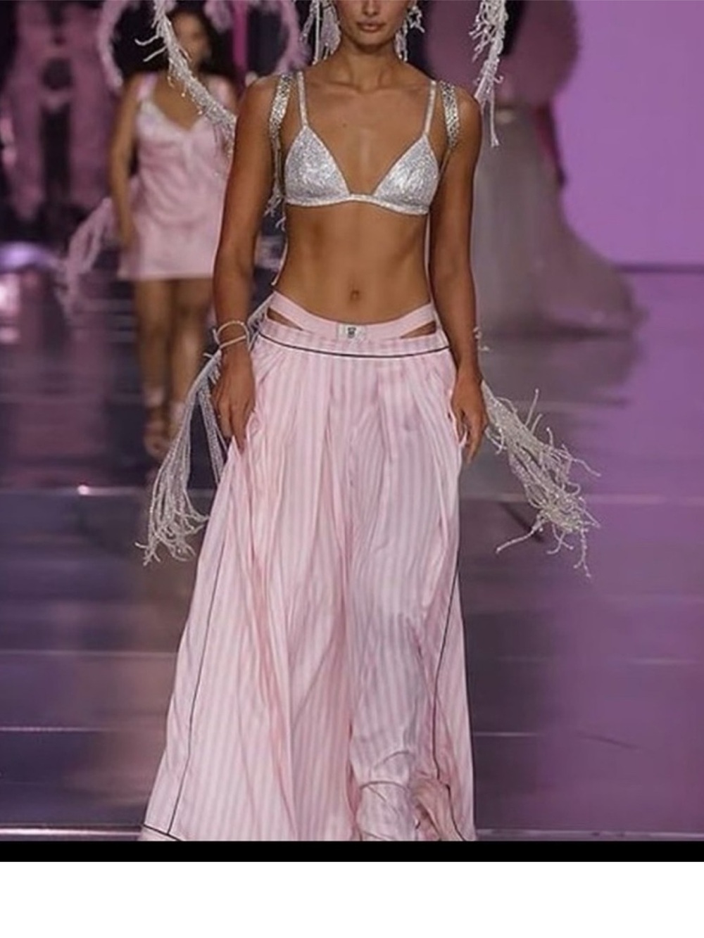 Victoria’s Secret Pink Stripe Glazed Satin Long Palazzo Pajama Pant